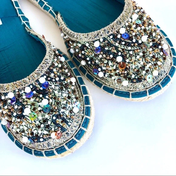 Embellished Lace Up Ballet Espadrilles - Picture 3 of 11